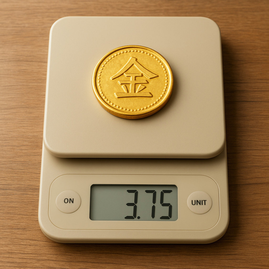 금 1돈의 무게인 3.75g과 금 투자 시 순금 함량에 따른 가치를 시각적으로 설명하는 이미지.