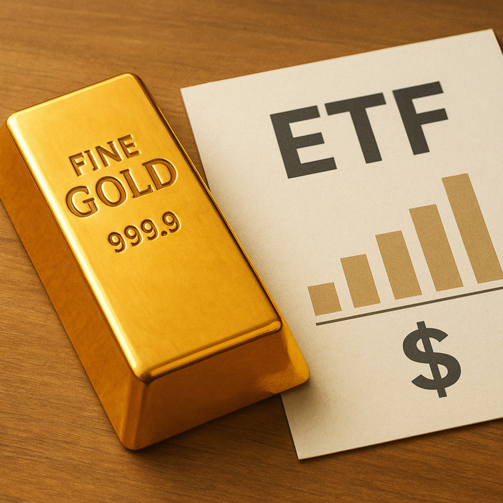 금 ETF 투자에 대한 이해를 돕는 대표 이미지로, 금의 가격 변동에 연동된 상장지수펀드를 시각적으로 표현하고 있다.