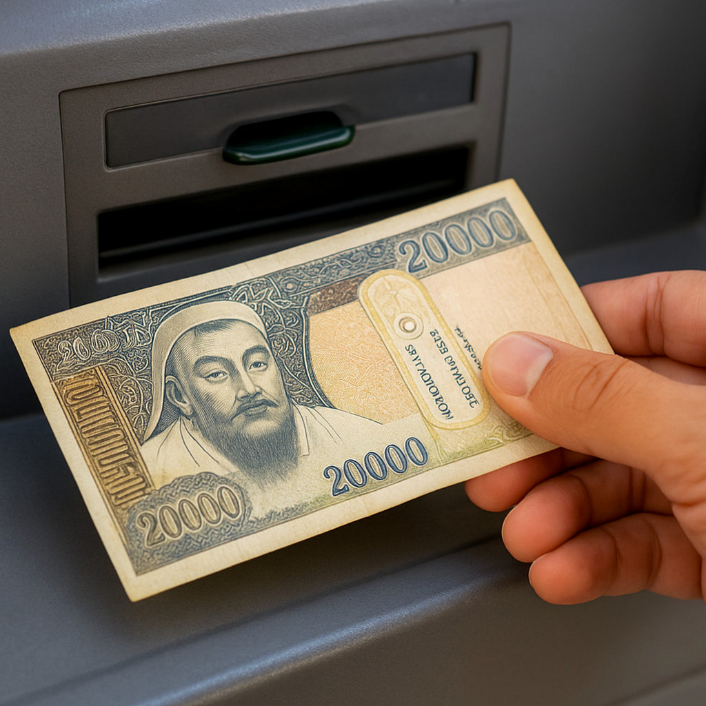 몽골 여행을 위한 효율적인 환전과 ATM 사용법을 설명하는 지도와 환전소 이미지.