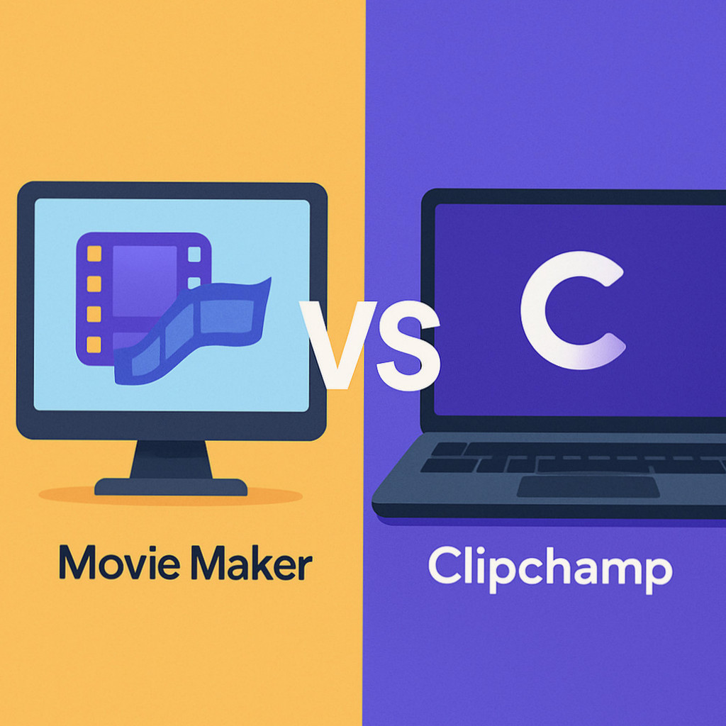영상 편집 프로그램 무비 메이커의 역사와 Clipchamp의 주요 기능을 설명하는 블로그 대표 이미지.
